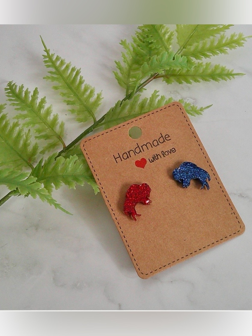 Glitter resin Buffalo Bills inspired stud earrings